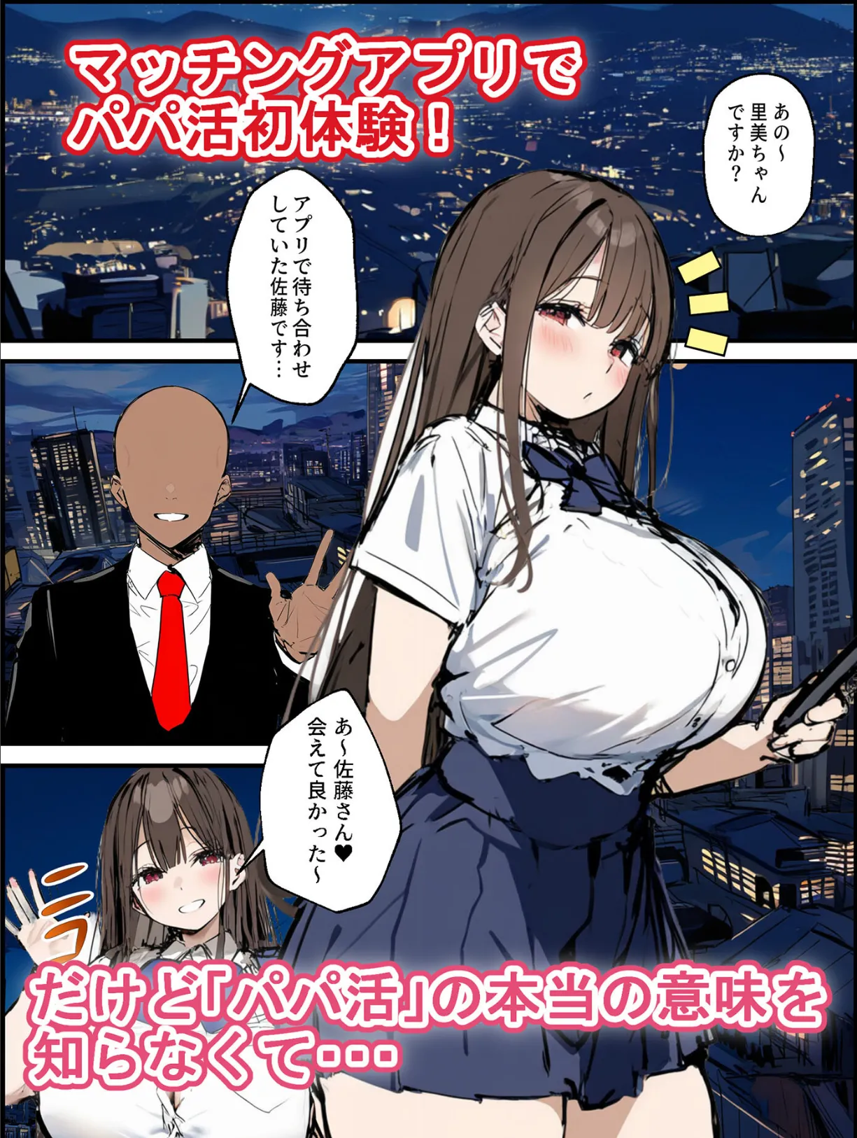 パパ活の意味を知らない天然ビッチ女子【単話】(2)モザイク版 3ページ