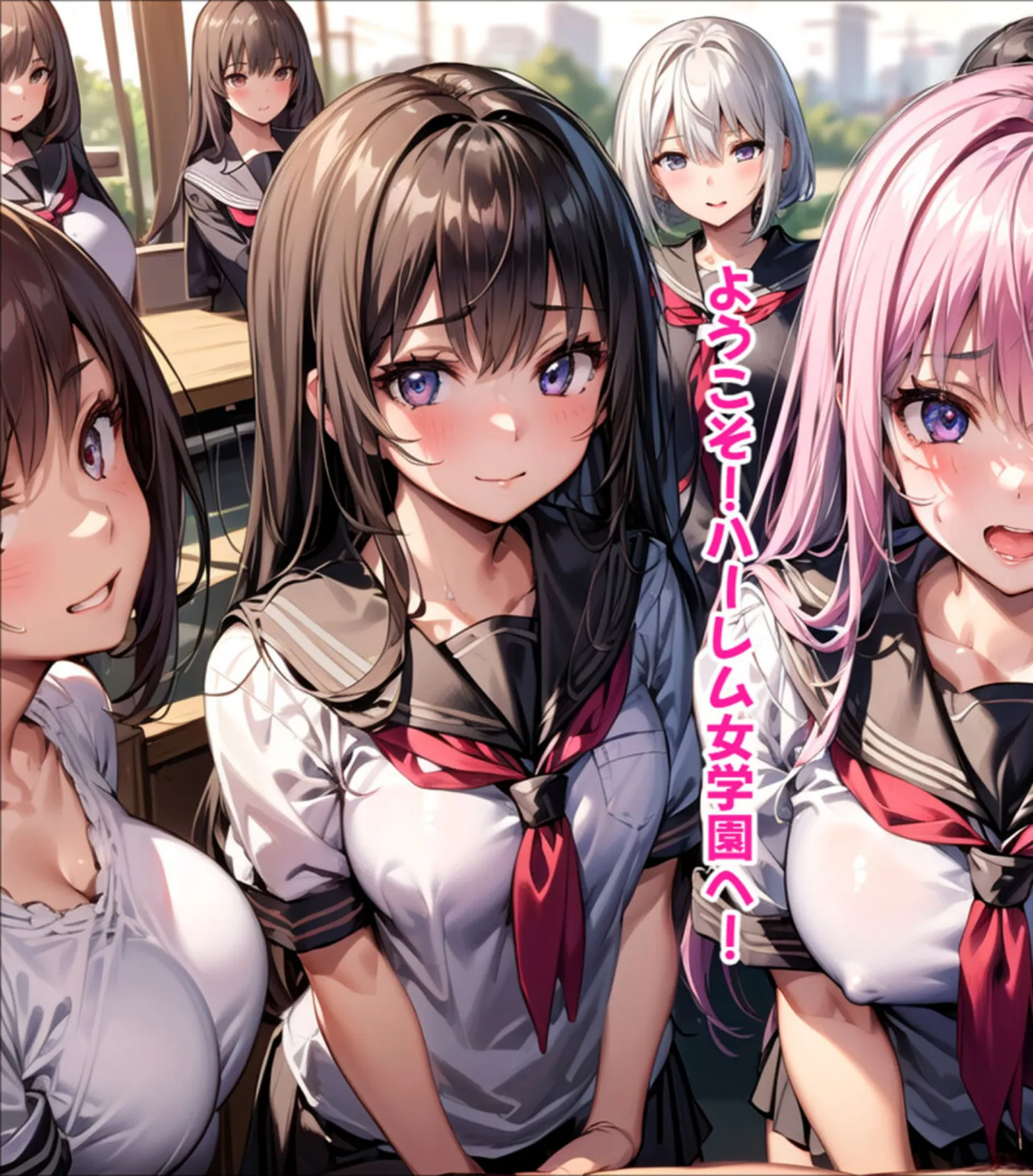 ハーレム女学園〜ハメてもハメても終わらない●●●●だらけのハーレム学園生活〜【1ぺージ1コマのマンガ風完全ストーリー】 モザイク版 7ページ